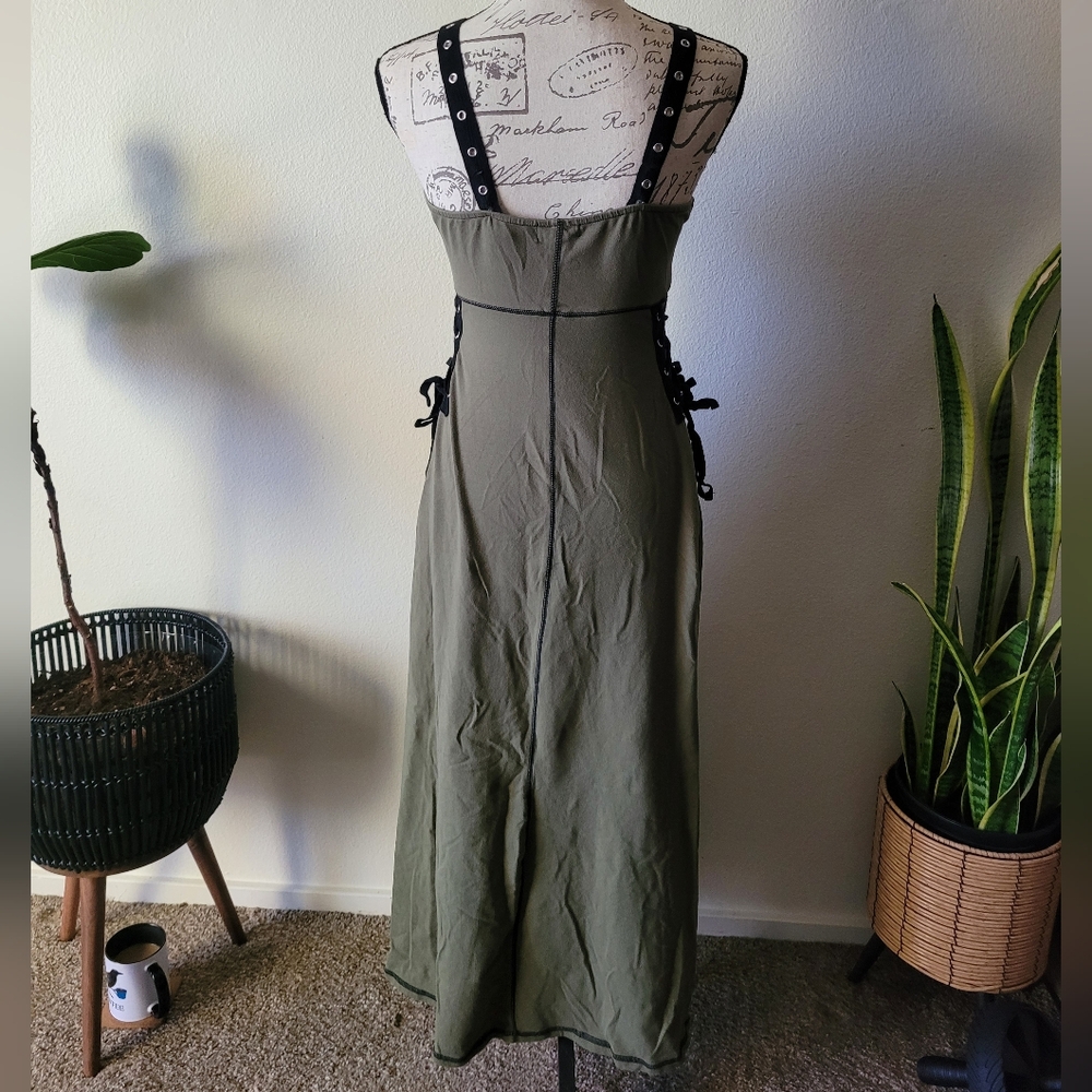 Social Collision Green & Black Lace-Up Dress - Picture 5 of 8